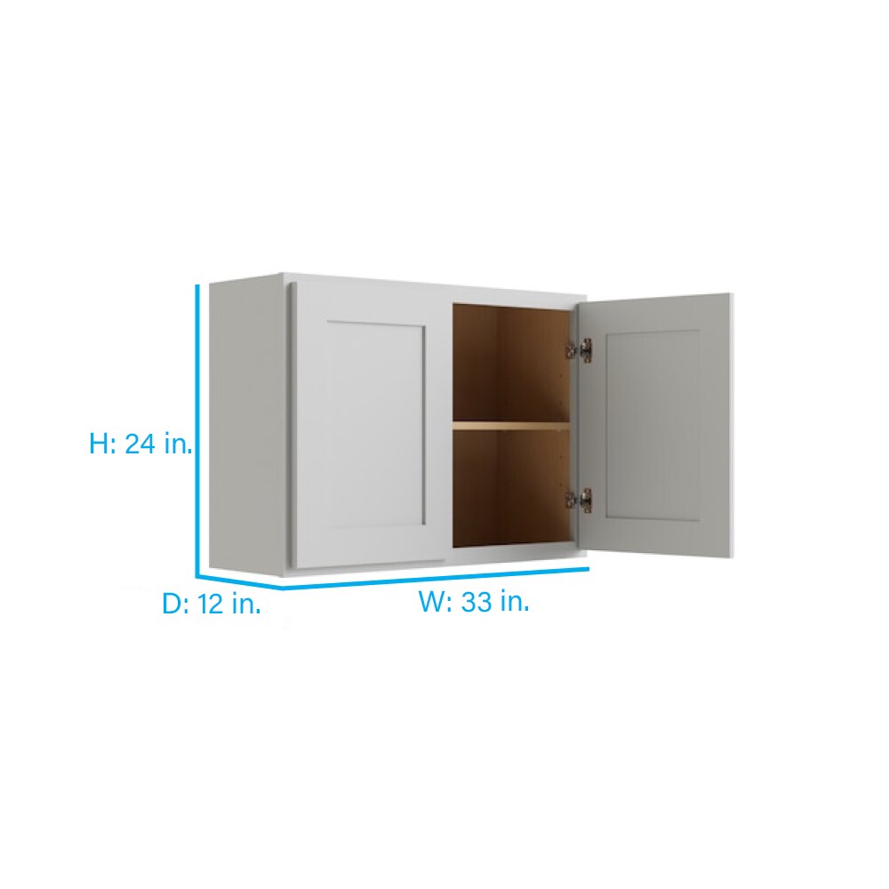 RELIABILT Parkstone 33-in W x 24-in H x 12-in D Grey Wall Fully Assembled Plywood Cabinet (Shaker Door Style)