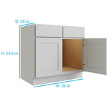 RELIABILT Parkstone 36-in W x 34.5-in H x 24-in D Grey Base Fully Assembled Plywood Cabinet (Flat Panel Shaker Door Style)