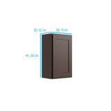 RELIABILT Parkstone 9-in W x 30-in H x 12-in D Espresso Wall Fully Assembled Plywood Cabinet (Shaker Door Style)