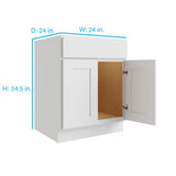 RELIABILT Parkstone 24-in W x 34.5-in H x 24-in D White Sink Base Fully Assembled Plywood Cabinet (Flat Panel Shaker Style)