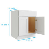 RELIABILT Parkstone 27-in W x 34.5-in H x 24-in D White Sink Base Fully Assembled Plywood Cabinet (Flat Panel Shaker Style)