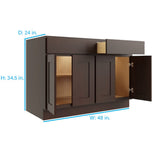 RELIABILT Parkstone 48-in W x 34.5-in H x 24-in D Espresso 2-Drawers Base Fully Assembled Plywood Cabinet (Flat Panel Shaker Style)