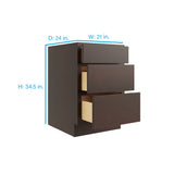 RELIABILT Parkstone 21-in W x 34.5-in H x 24-in D Espresso 3-Drawer Base Fully Assembled Plywood Cabinet (Flat Panel Style)