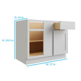 RELIABILT Parkstone 27-in W x 34.5-in H x 24-in D Grey Blind 1-Drawer Base Fully Assembled Plywood Cabinet (Flat Panel Shaker Style)