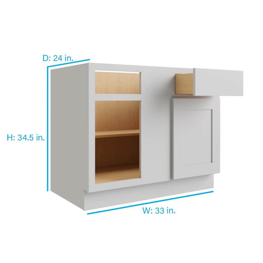 RELIABILT Parkstone 33-in W x 34.5-in H x 24-in D Grey Blind 1-Drawer Base Fully Assembled Plywood Cabinet (Flat Panel Shaker Style)