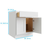 RELIABILT Parkstone 24-in W x 34.5-in H x 24-in D White 1-Drawer Base Fully Assembled Plywood Cabinet (Flat Panel Shaker Style)