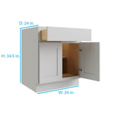 RELIABILT Parkstone 24-in W x 34.5-in H x 24-in D Grey 1-Drawer Base Fully Assembled Plywood Cabinet (Flat Panel Shaker Style)