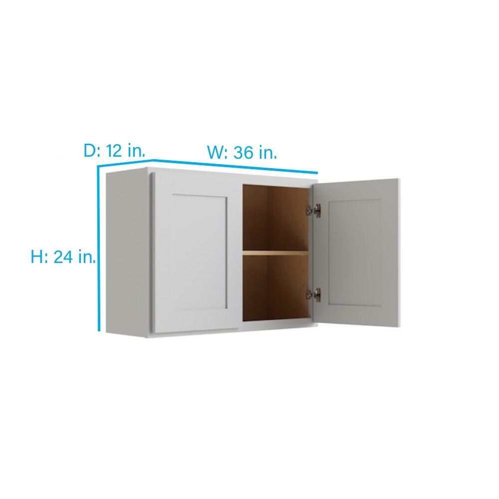 RELIABILT Parkstone 36-in W x 24-in H x 12-in D Grey Wall Fully Assembled Plywood Cabinet (Shaker Door Style)