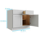 RELIABILT Parkstone 42-in W x 34.5-in H x 24-in D Grey 2-Drawers Base Fully Assembled Plywood Cabinet (Flat Panel Shaker Style)