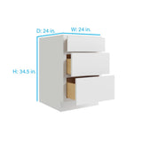 RELIABILT Parkstone 24-in W x 34.5-in H x 24-in D White 3-Drawer Base Fully Assembled Plywood Cabinet (Flat Panel Style)