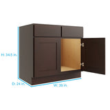 RELIABILT Parkstone 39-in W x 34.5-in H x 24-in D Espresso Sink Base Fully Assembled Plywood Cabinet (Flat Panel Shaker Style)