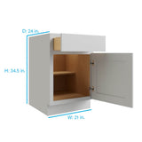 RELIABILT Parkstone 21-in W x 34.5-in H x 24-in D Grey 1-Drawer Base Fully Assembled Plywood Cabinet (Flat Panel Shaker Style)