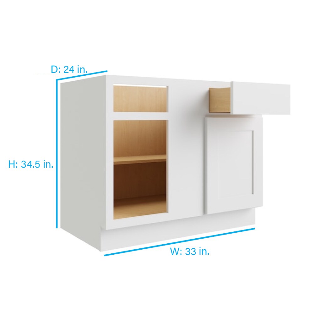 RELIABILT Parkstone 33-in W x 34.5-in H x 24-in D White Blind 1-Drawer Base Fully Assembled Plywood Cabinet (Flat Panel Shaker Style)