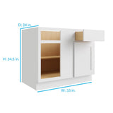RELIABILT Parkstone 33-in W x 34.5-in H x 24-in D White Blind 1-Drawer Base Fully Assembled Plywood Cabinet (Flat Panel Shaker Style)