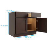 RELIABILT Parkstone 42-in W x 34.5-in H x 24-in D Espresso 2-Drawers Base Fully Assembled Plywood Cabinet (Flat Panel Shaker Style)