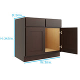 RELIABILT Parkstone 30-in W x 34.5-in H x 24-in D Espresso Sink Base Fully Assembled Plywood Cabinet (Flat Panel Shaker Style)