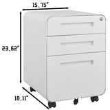 SINOFURN White 3-Drawer 15.8-in File Cabinet