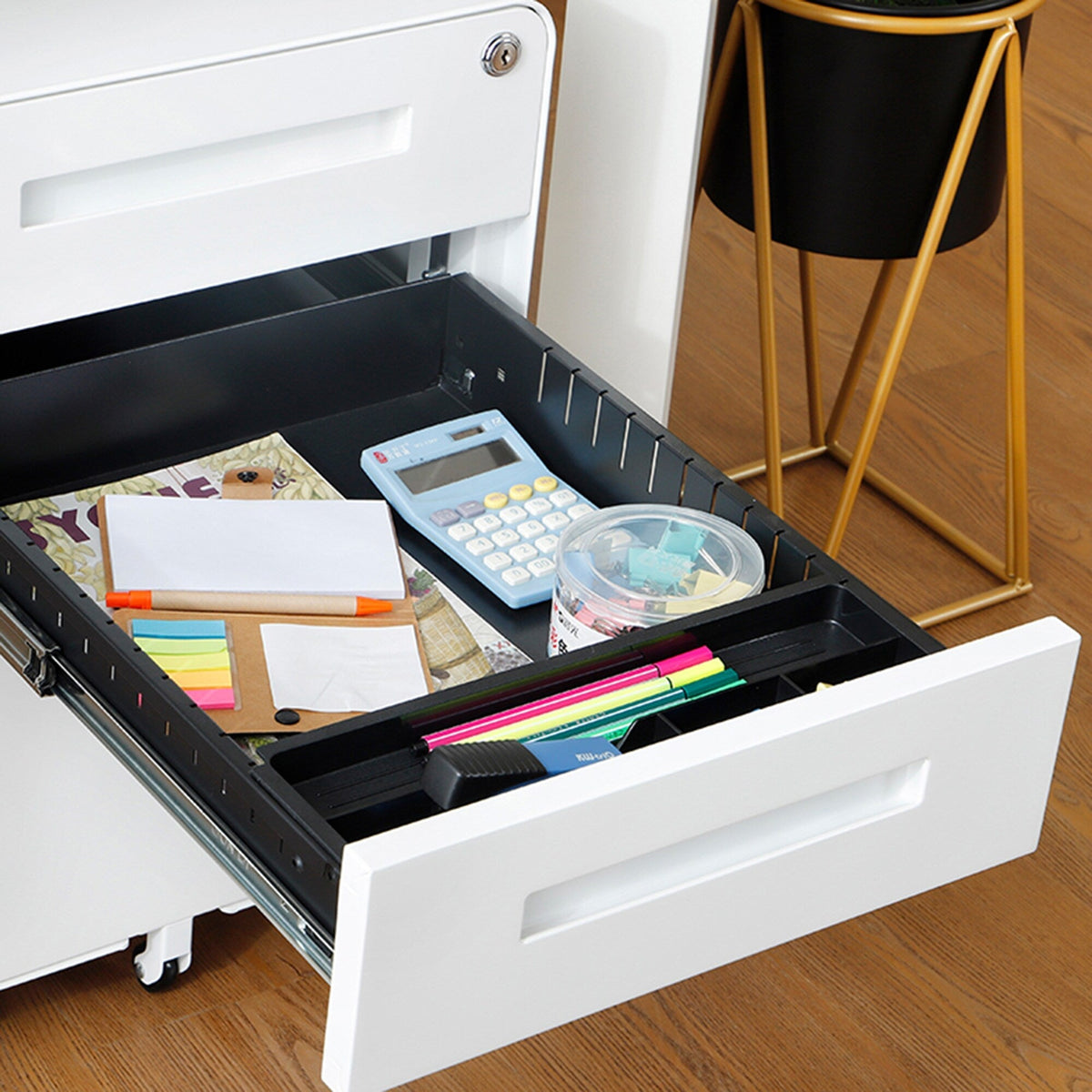 SINOFURN White 3-Drawer 15.8-in File Cabinet
