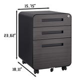 SINOFURN Black 3-Drawer 15.8-in File Cabinet