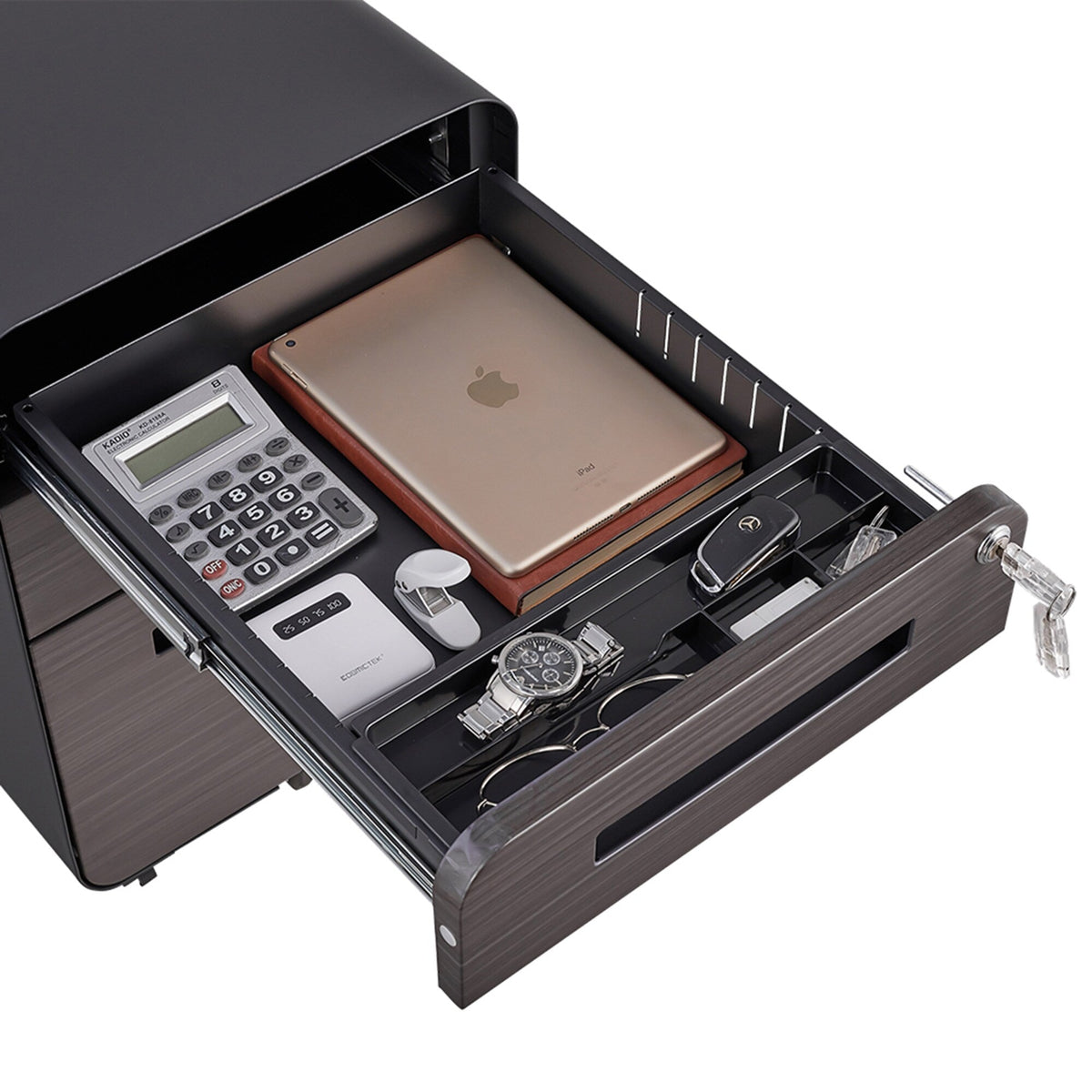 SINOFURN Black 3-Drawer 15.8-in File Cabinet