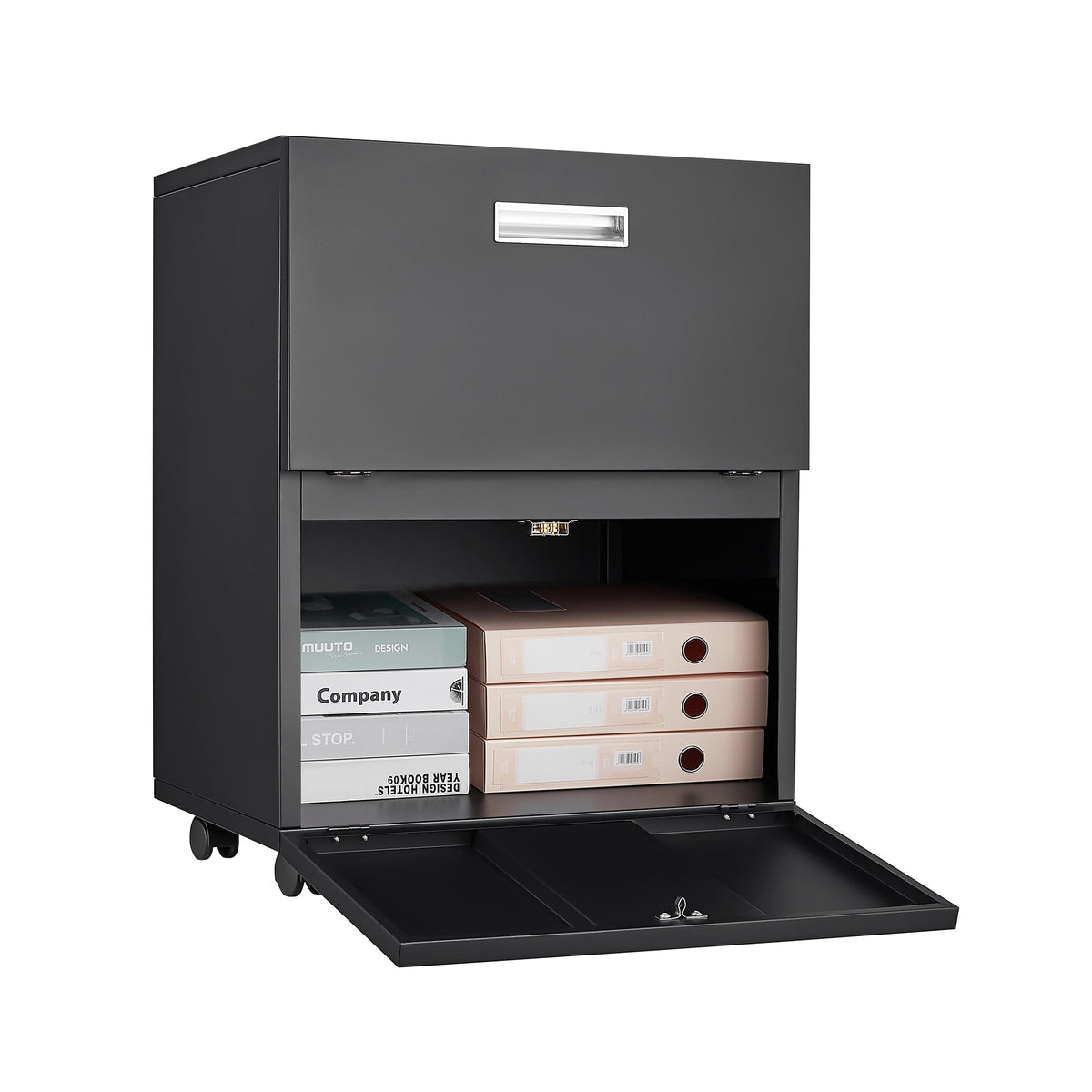 SINOFURN Black 2-Drawer 19.7-in File Cabinet