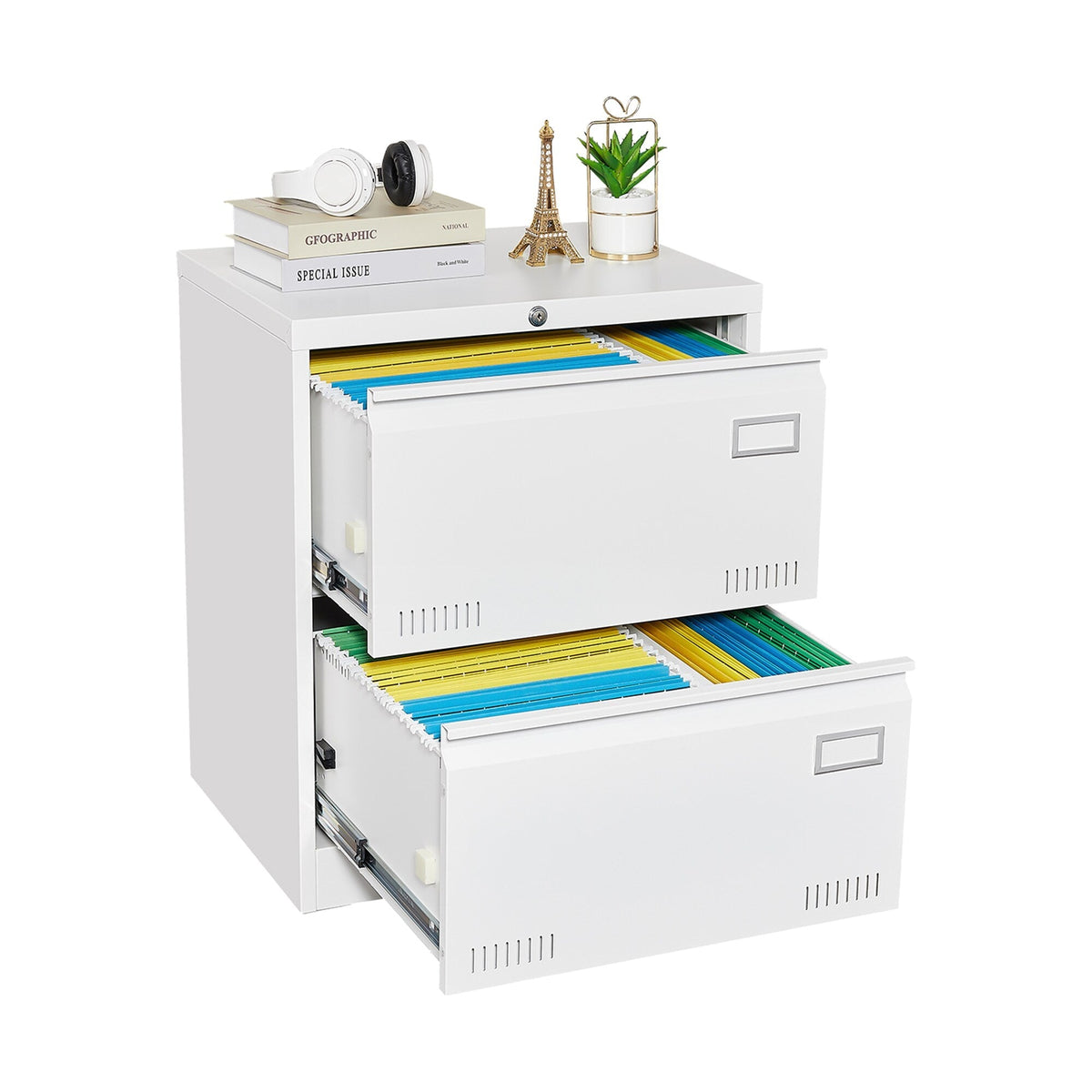 SINOFURN White 2-Drawer 23.6-in File Cabinet