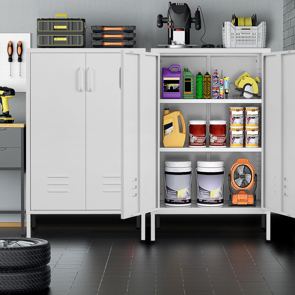 SINOFURN White 25.6-in File Cabinet