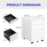 SINOFURN White 3-Drawer 15.4-in File Cabinet