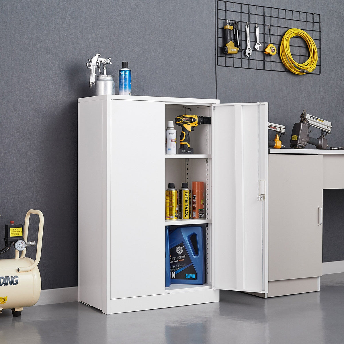 SINOFURN White 25.6-in File Cabinet