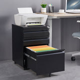 SINOFURN Black 3-Drawer 15.4-in File Cabinet