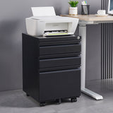 SINOFURN Black 3-Drawer 15.4-in File Cabinet