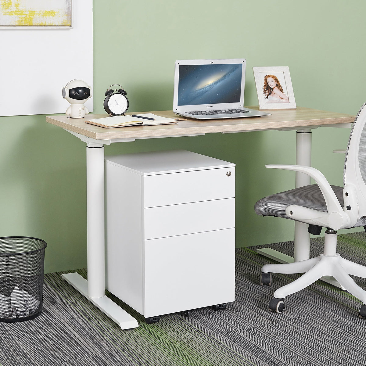 SINOFURN White 3-Drawer 15.4-in File Cabinet