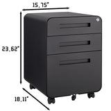 SINOFURN Black 3-Drawer 15.8-in File Cabinet