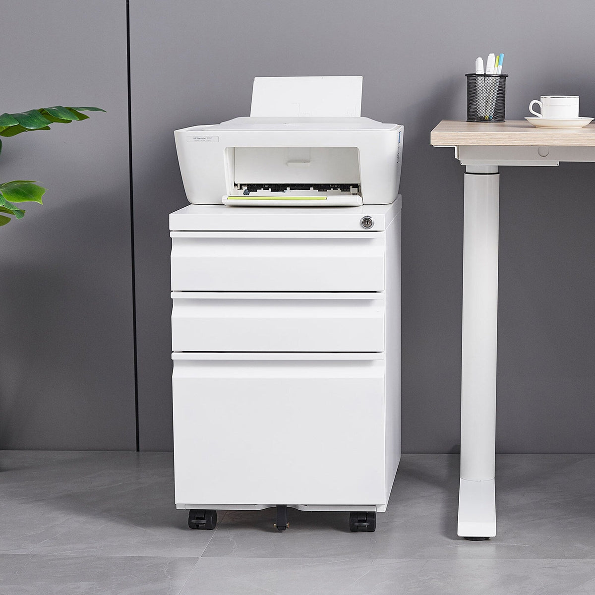 SINOFURN White 3-Drawer 15.4-in File Cabinet