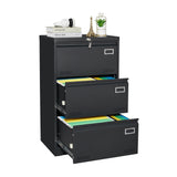 SINOFURN Black 3-Drawer 23.6-in File Cabinet
