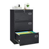 SINOFURN Black 3-Drawer 23.6-in File Cabinet
