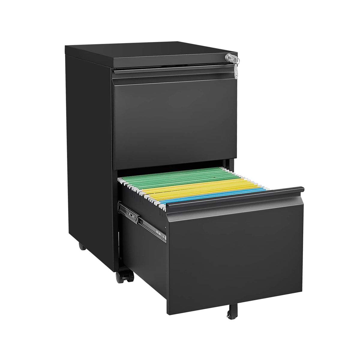SINOFURN Black 2-Drawer 15.4-in File Cabinet