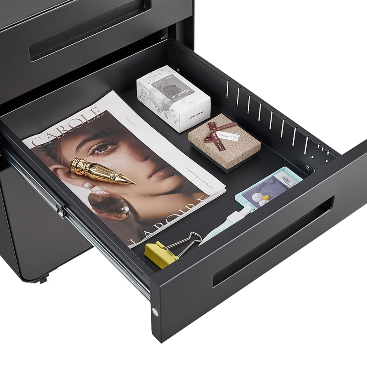 SINOFURN Black 3-Drawer 15.8-in File Cabinet