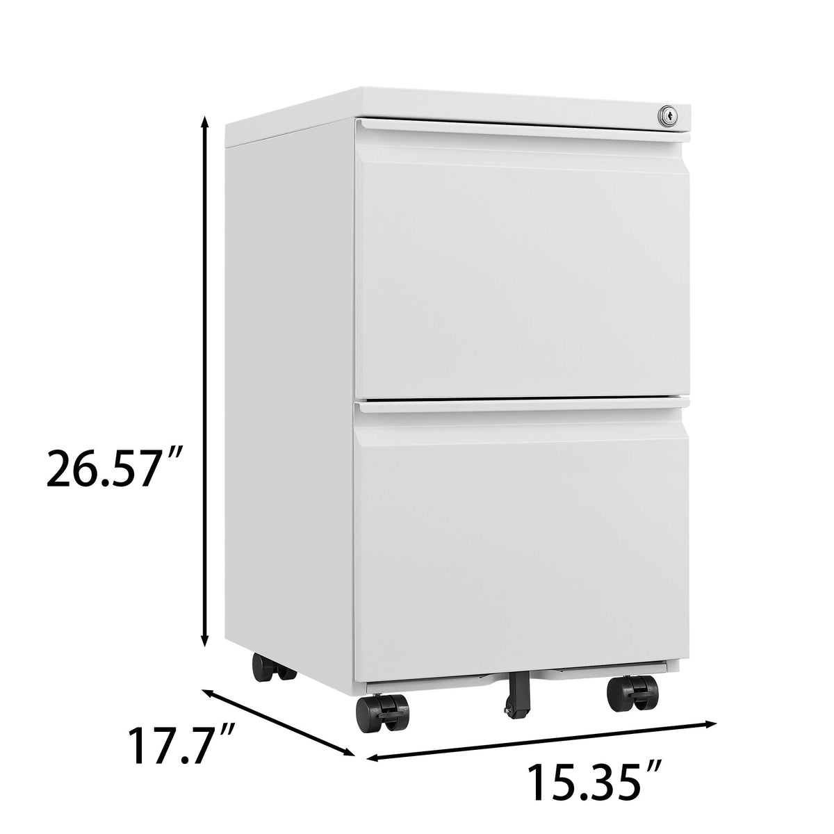 SINOFURN White 2-Drawer 15.4-in File Cabinet