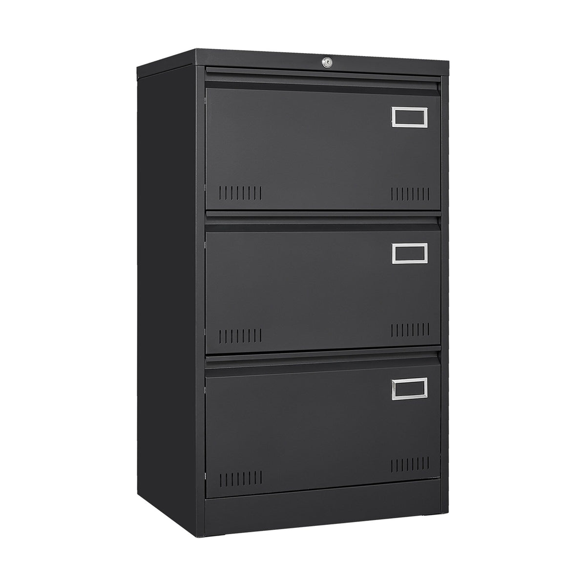 SINOFURN Black 3-Drawer 23.6-in File Cabinet