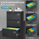 SINOFURN Black 3-Drawer 23.6-in File Cabinet