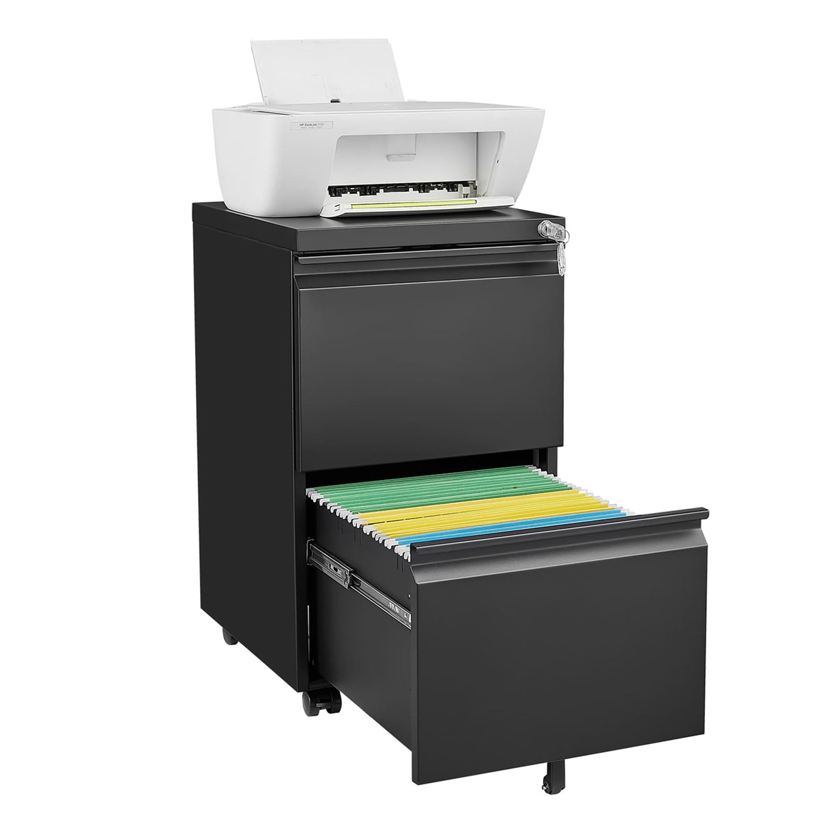 SINOFURN Black 2-Drawer 15.4-in File Cabinet
