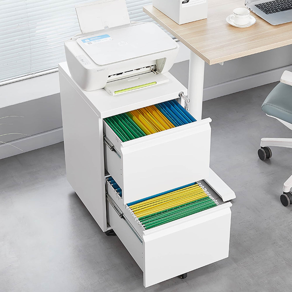 SINOFURN White 2-Drawer 15.4-in File Cabinet