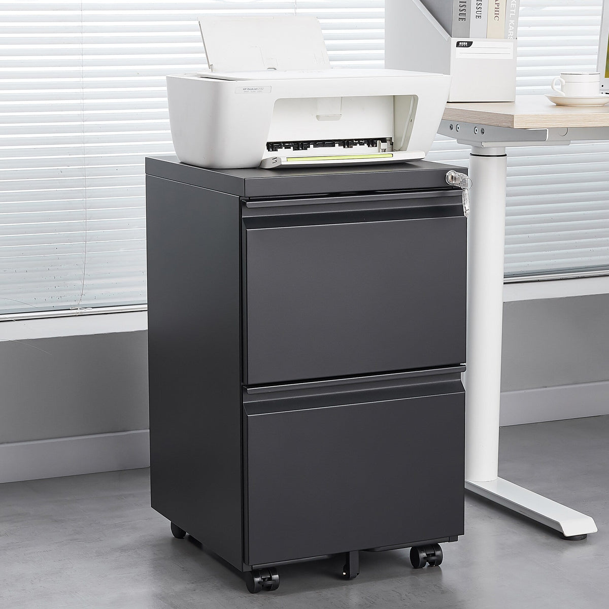 SINOFURN Black 2-Drawer 15.4-in File Cabinet
