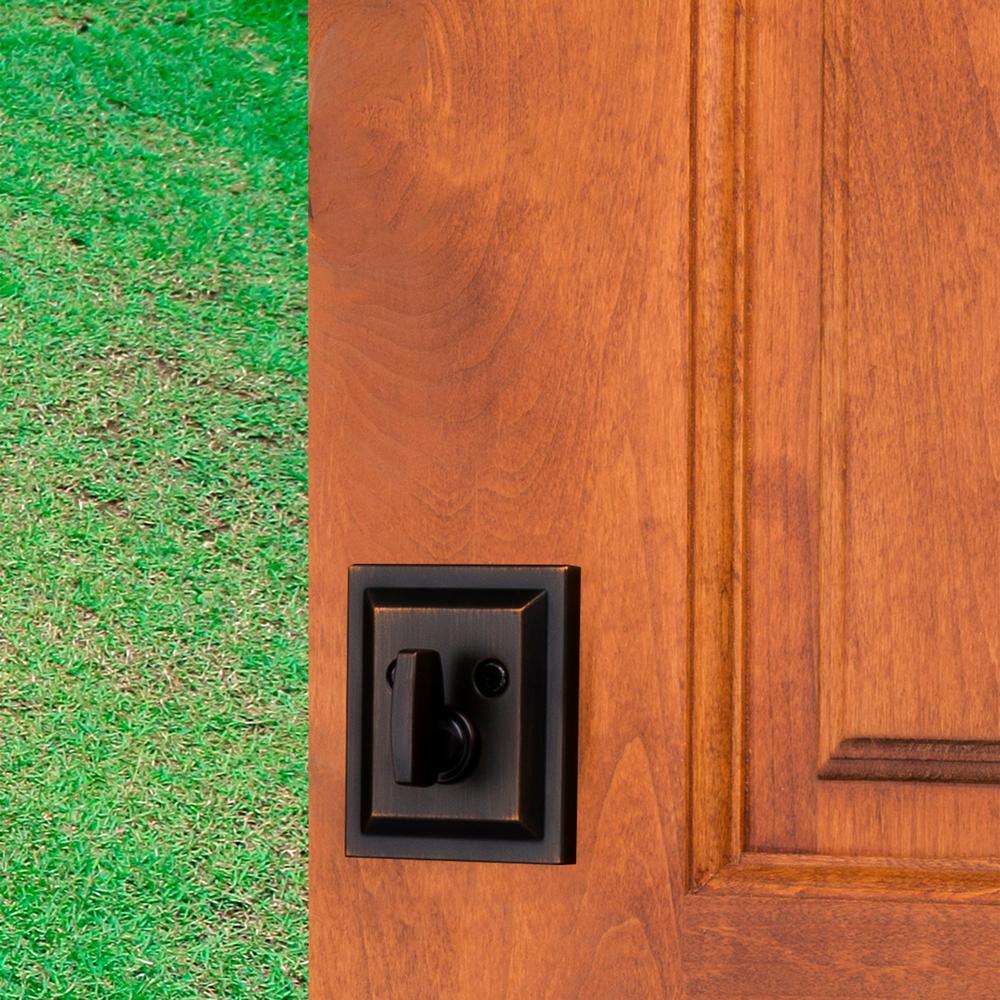 Square Venetian Bronze Low Profile Single Cylinder Deadbolt Featuring SmartKey Security - Super Arbor