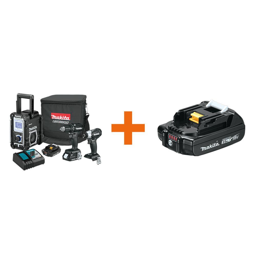 18-Volt 3-Piece LXT Sub-Compact Brushless Combo Kit with bonus 18-Volt LXT Lithium-Ion Compact Battery Pack 2.0Ah - Super Arbor