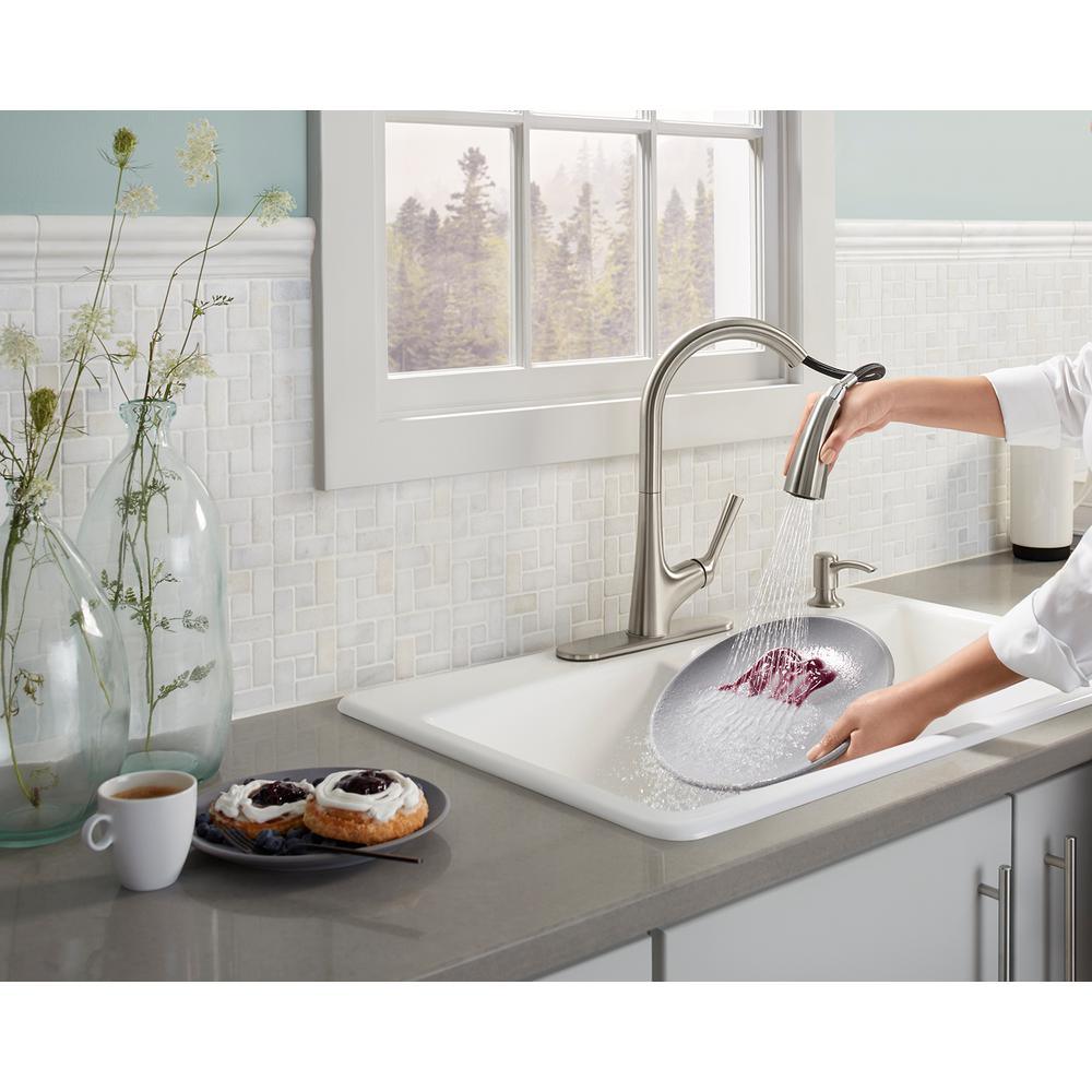 Elmbrook Single-Handle Pull-Down Sprayer Kitchen Faucet in Vibrant Stainless - Super Arbor