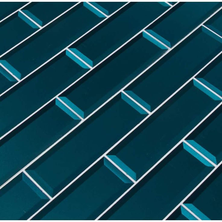MSI Verde Azul Beveled 2.5 in. x 9 in. x 8mm Glossy Glass Blue Subway Tile (5.6 sq. ft. / case)