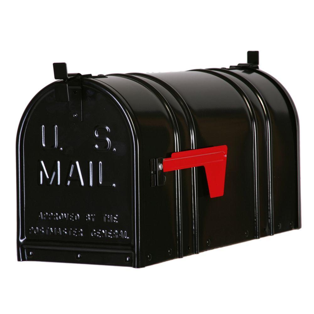 Post-Mount Double Door Steel Mailbox, Black - Super Arbor