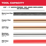 M18 18-Volt Lithium-Ion 1/2 in. to 1 in. FORCE LOGIC Long Throw Cordless Press Tool Kit w/ 3 Jaws, (2) 3.0 Ah Batteries - Super Arbor